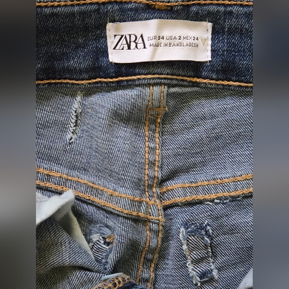 ZARA Flared High Waist Stretch Full Length Blue Jeans NWT - Picture 11 of 13